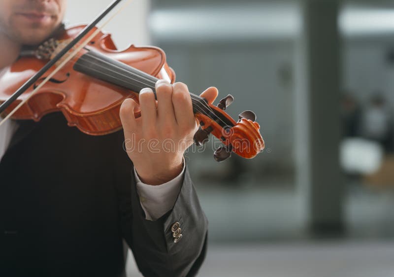 Talented Violinist Playing With Orchestra Stock Photo Image of