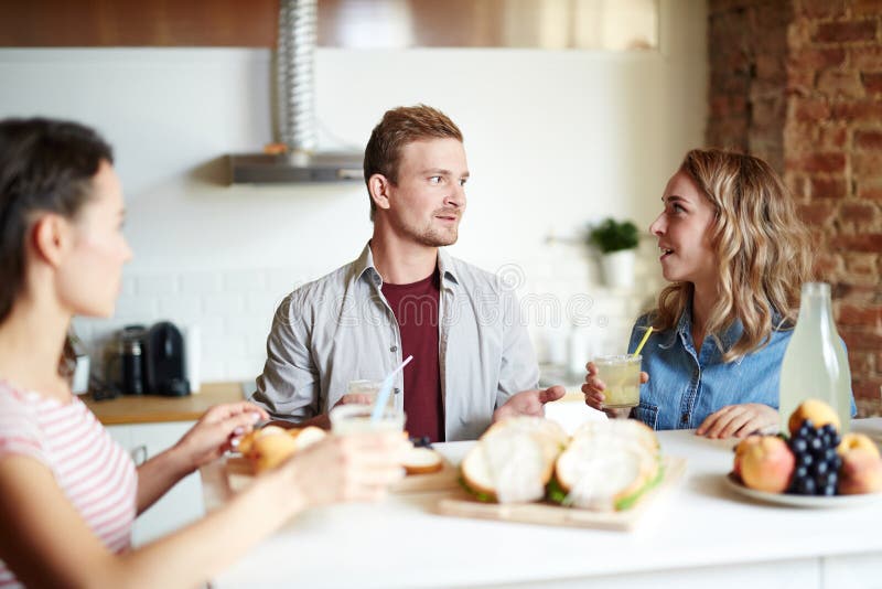 Talking By Drink Stock Image Image Of Companion Together 107662223