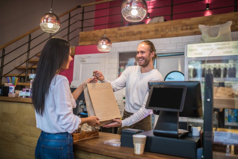 Coffee Shop Cashier stock image. Image of business