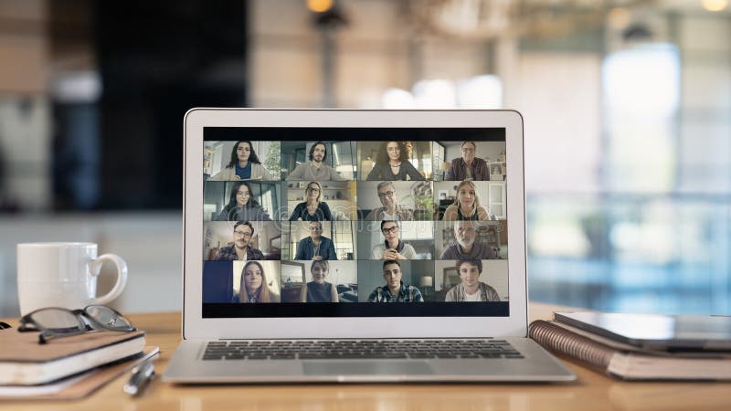 Talking and working on the computer stock photography