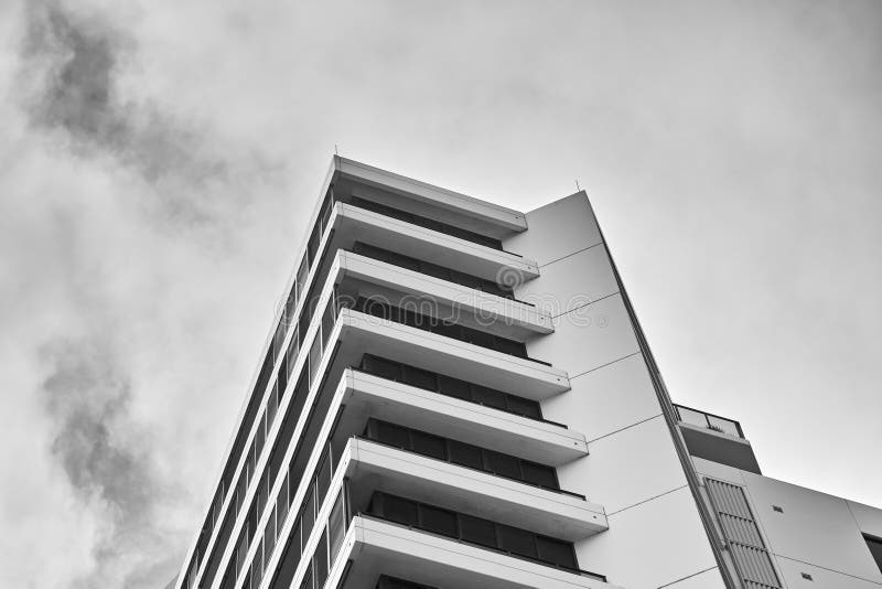 Tall Apartment buildings at Olympic Park, Sydney, Australia. Commercial suites in a new apartment block. Looking up at modern high-rise apartment houses. Black royalty free stock photos Tall Apartment buildings at Olympic Park, Sydney, Australia. Commercial suites in a new apartment block. Looking up at modern high-rise apartment houses. Black royalty free stock photos