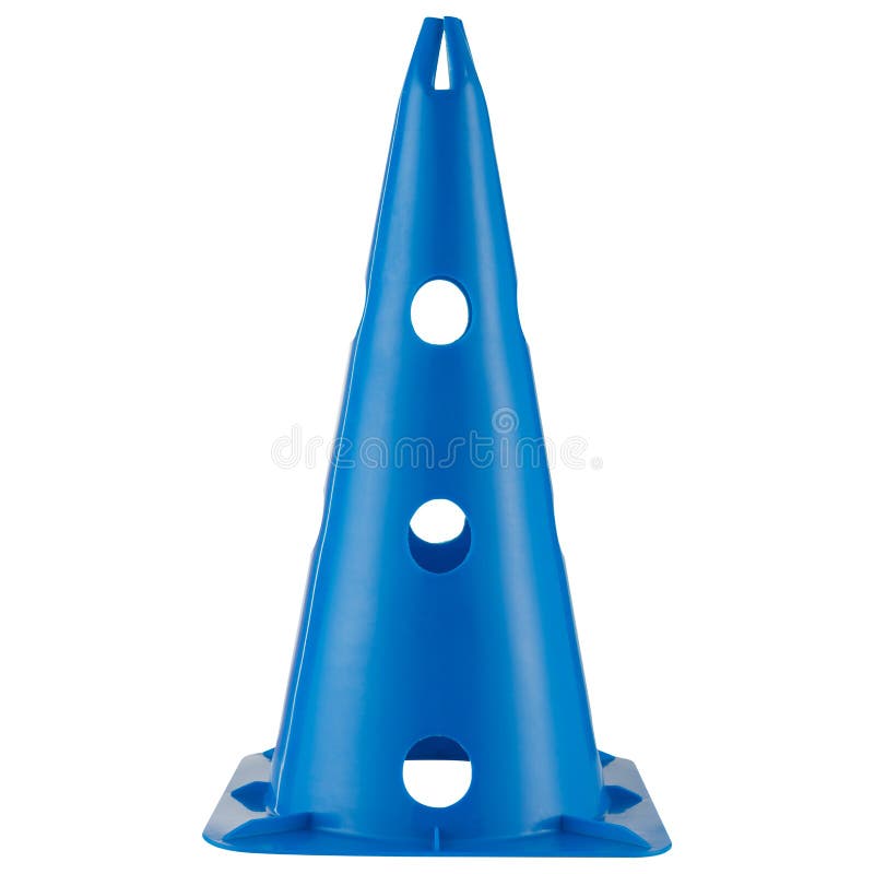 Tall Blue Sports Cone, Stands on a White Background Stock Image Image