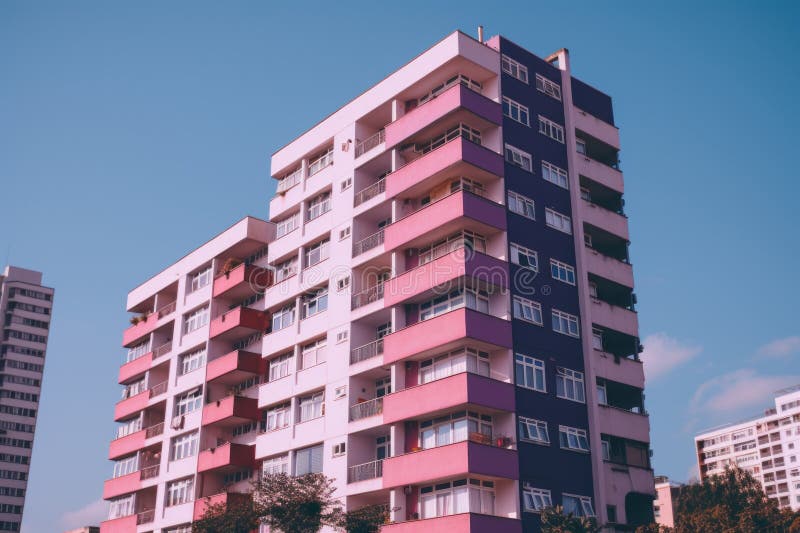 A Tall Building with Many Balconies