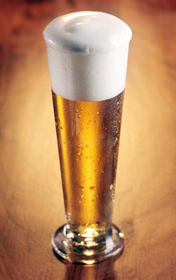 Tall glass of refreshing chilled beer