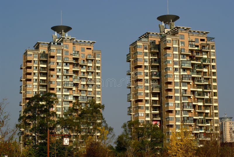 Tall Modern Multistory Houses Stock Photo Image of leave, yellow