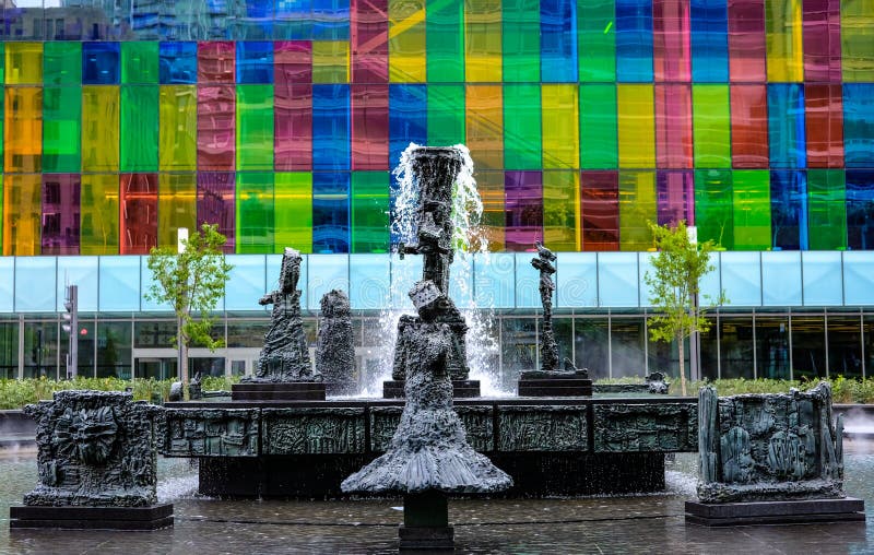 Front aspect view of a modern, IT based building and offices showing the coloured glass windows.