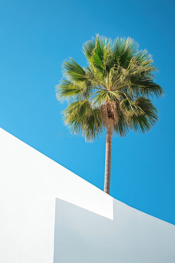 Palm Tree Rooftop Architecture stock photo