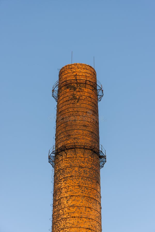 Tall Red Chimney In Front Of Blue Sky Stock Photo Image 62339969