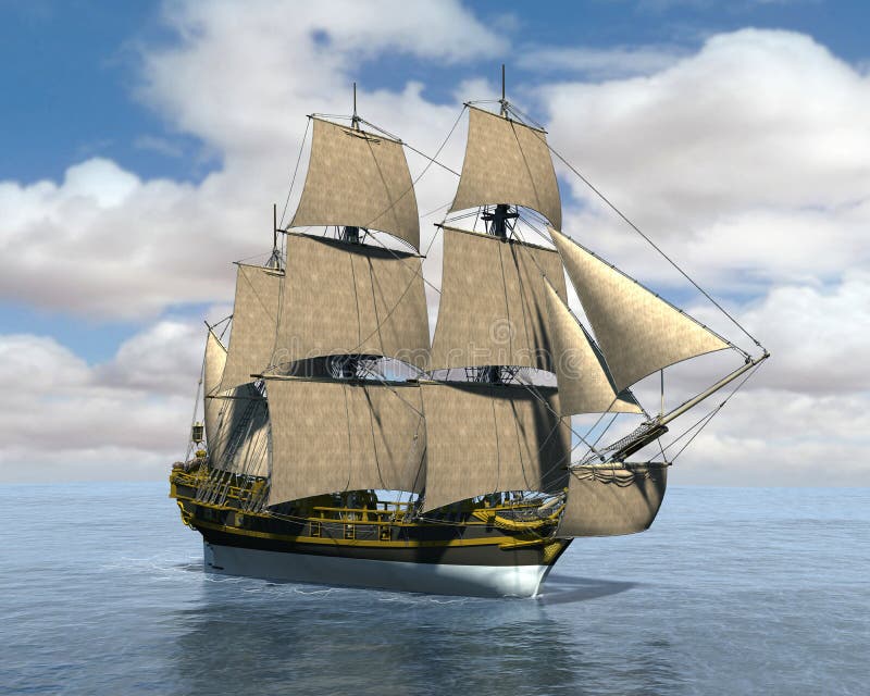 Tall Sailing Sea Ship Illustration