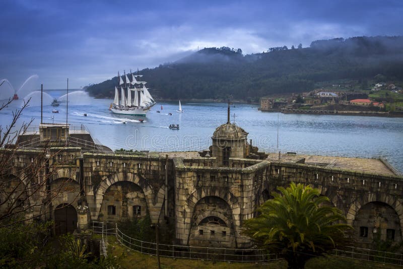 Tall Ship Juan Sebastian Elcano Arrival to Ferrol Galicia Spain