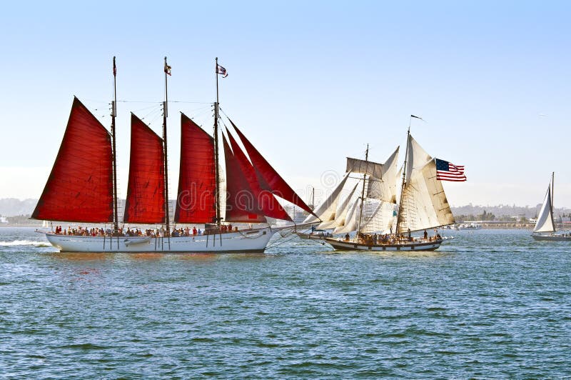 Tall Ships. From the annual San Diego Festival of the Sail, over the Labor Weekend during the first week of September, cruise San Diego Bay as from all over stock photography Tall Ships. From the annual San Diego Festival of the Sail, over the Labor Weekend during the first week of September, cruise San Diego Bay as from all over stock photography