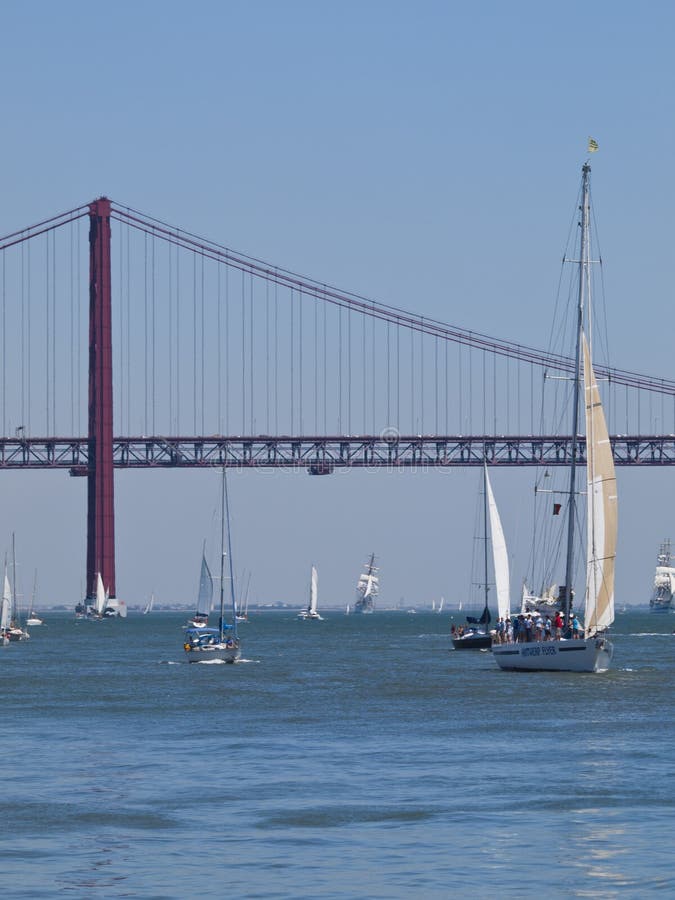 Tall ships in Tagus river Lisbon city