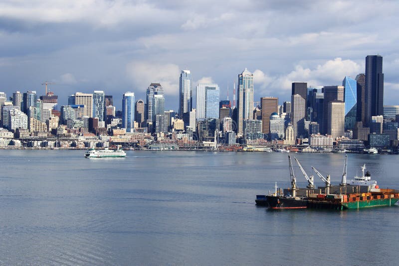 Downtown Seattle As Seen from Alki Point Stock Image - Image of puget ...