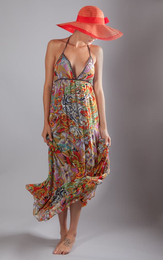 Tall Thin Woman in Maxi Dress