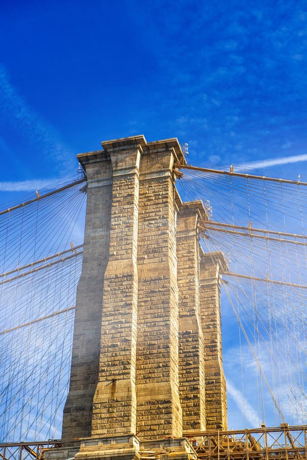 Tall Tower of Brooklyn Bridge in New York City Stock Image - Image of ...