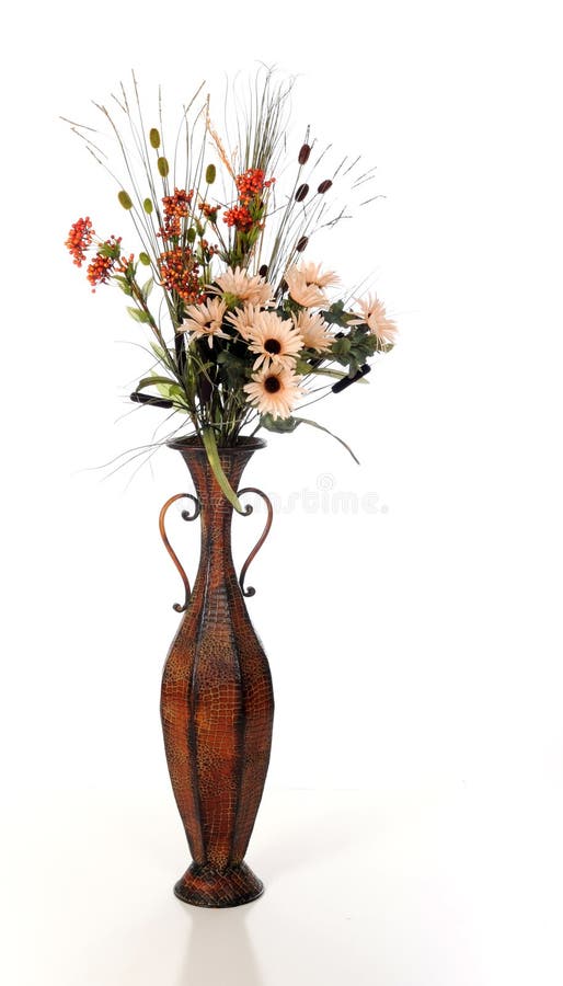 Tall Vase of Foliage stock photo. Image of isolated, daisies 7369308