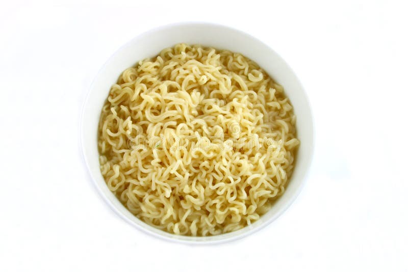 Isolated bowl of plain cooked curly noodles. Isolated bowl of plain cooked curly noodles.