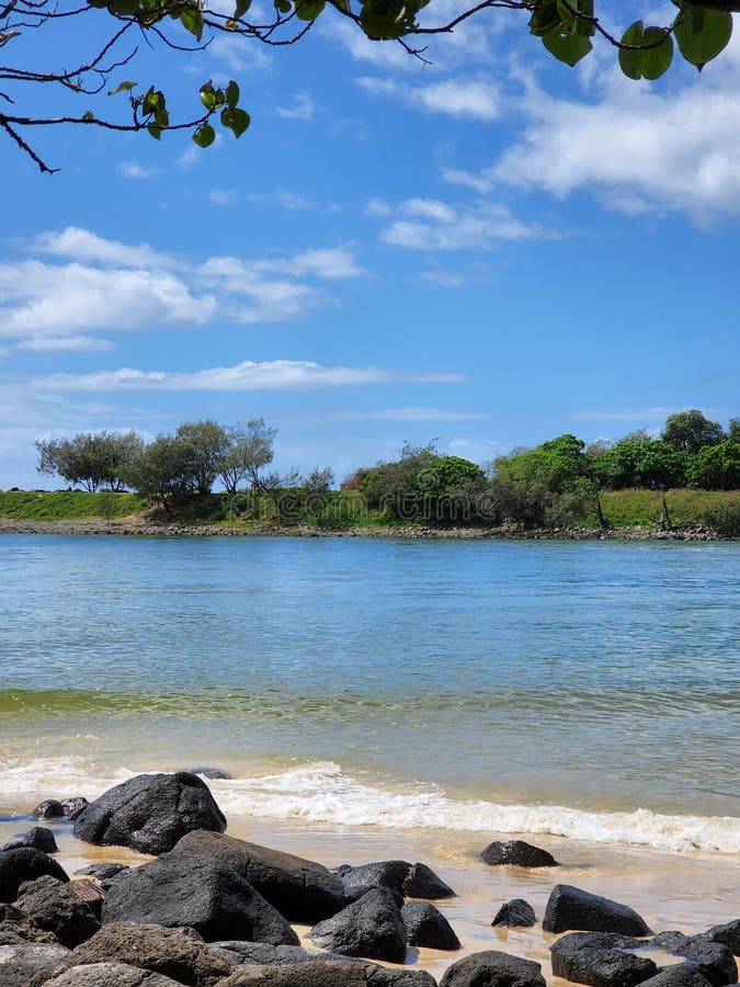 Tallebudgera Creek View stock image. Image of shore 243690675