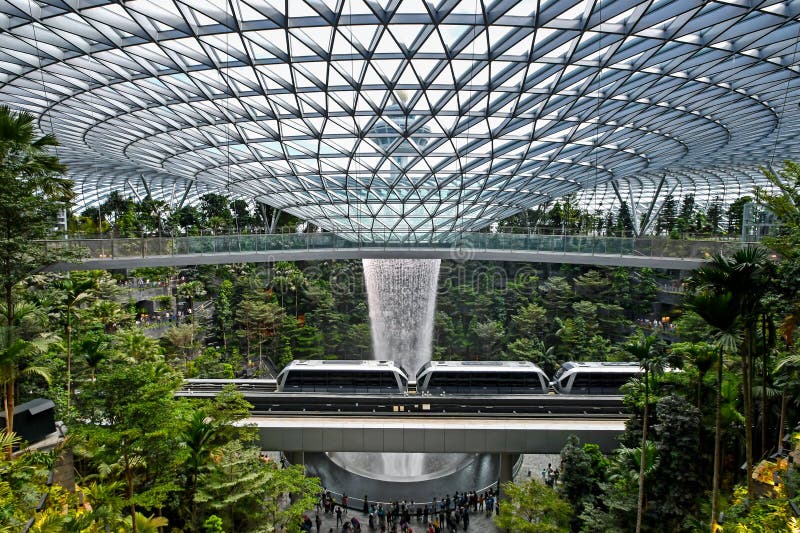 Jewel Changi Airport HSBC Rain Vortex and Skytrain