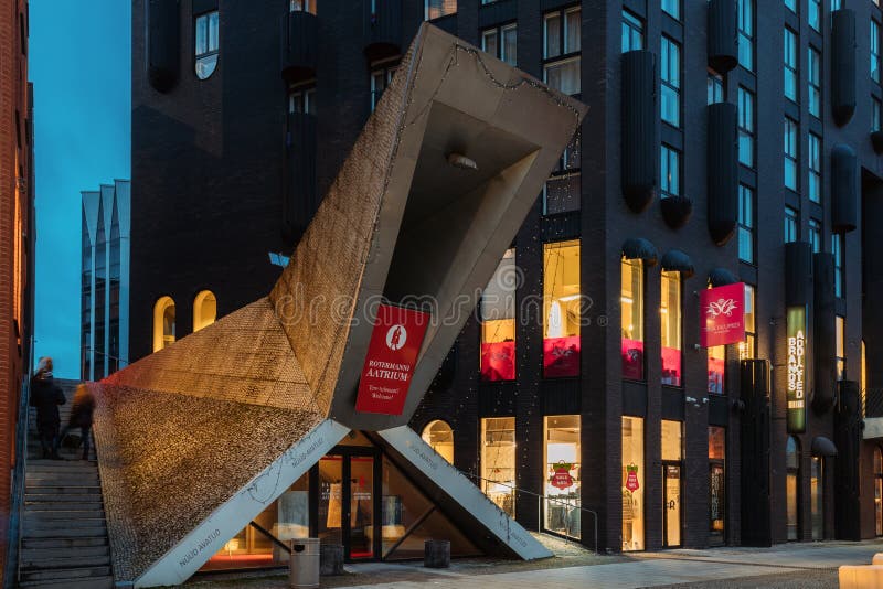 Tallinn, Estonia. Rotermann Aatrium Shop In Historical Rotermann City In Evening Illuminations. Rotermann Quarter