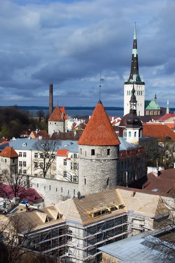 High contrast bird-eye view of Tallinn old town. High contrast bird-eye view of Tallinn old town