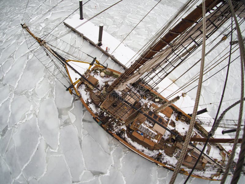Tallship or sailboat frozen in ice royalty free stock photos Tallship or sailboat frozen in ice royalty free stock photos