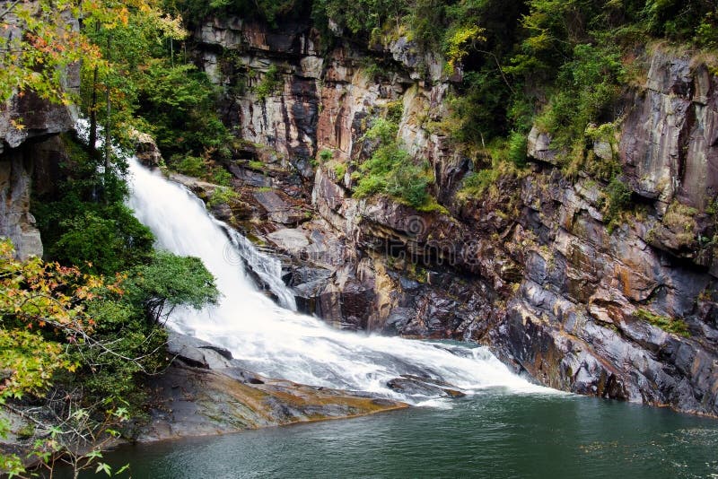 Tallulah Gorge Bridal Veil-waterval, Georgië stock afbeelding Tallulah Gorge Bridal Veil-waterval, Georgië stock afbeelding