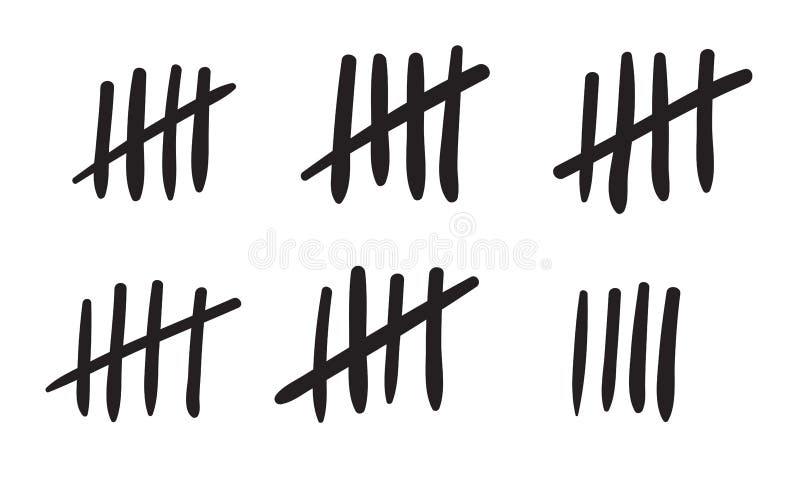 Tally marks count or prison wall sticks lines counter. Vector hash marks icons of jail or desert island lost day tally numbers cou vector illustration
