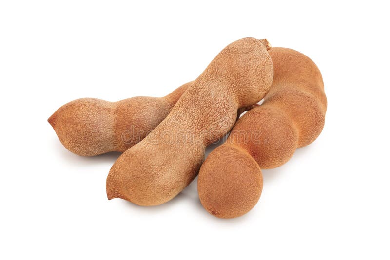 Tamarind Fruit with Leaf and Seed Isolated on White Background, Top