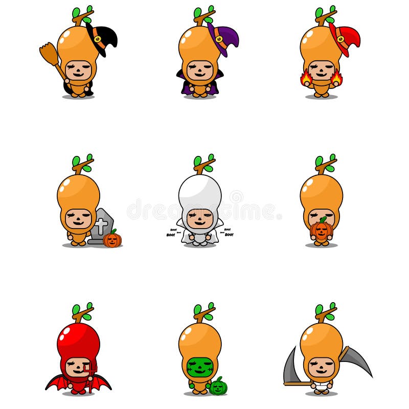Tamarind spice mascotte cotte insieme di Halloween royalty illustrazione gratis