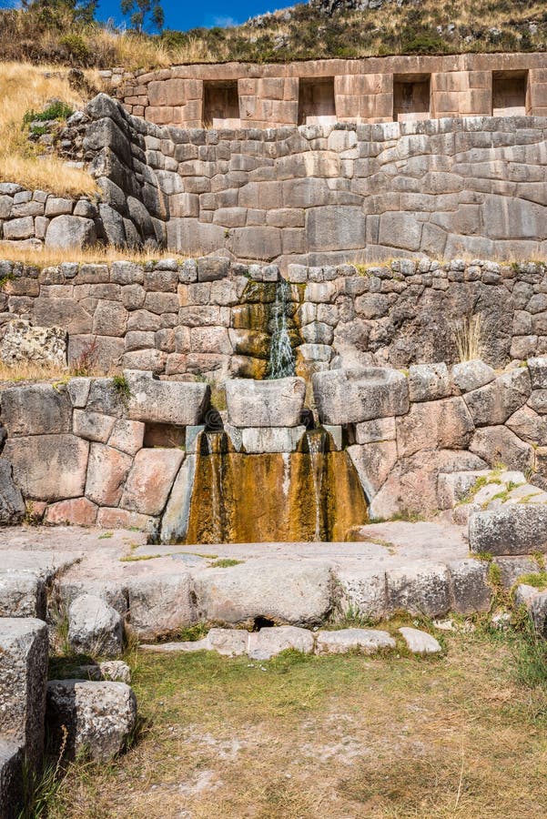 Tambomachayruïnes in de Peruviaanse Andes in Cuzco Peru stock foto's Tambomachayruïnes in de Peruviaanse Andes in Cuzco Peru stock foto's