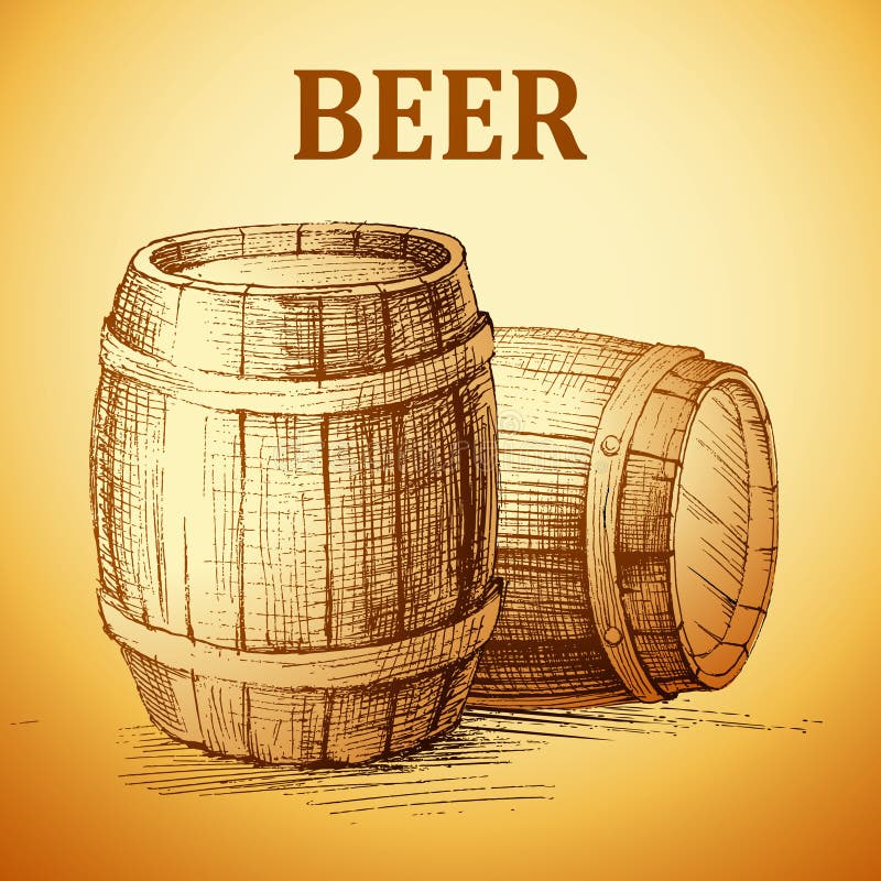 Tambor do vintage de Oktoberfest Mão da cerveja tirada ilustração stock Tambor do vintage de Oktoberfest Mão da cerveja tirada ilustração stock