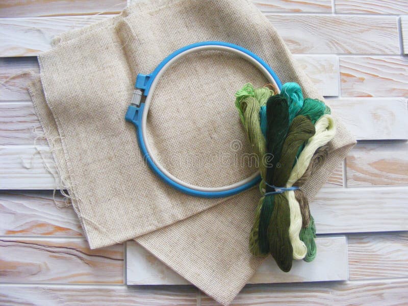 Tambour with Threads for Embroidery Green Stock Photo Image of manual