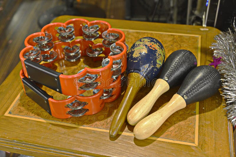 Tambourine and maracas stock image. Image of music, copy 55534459