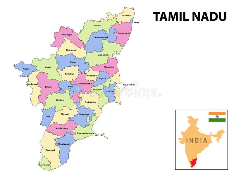 District Map Of Tamilnadu 2020 Tamil Nadu Map. District Ways Map Of Tamil Nadu With Name. Vector  Illustration Of Tamilnadu Geographical Map. New And Original Stock Vector -  Illustration Of Chennai, Asia: 181884532