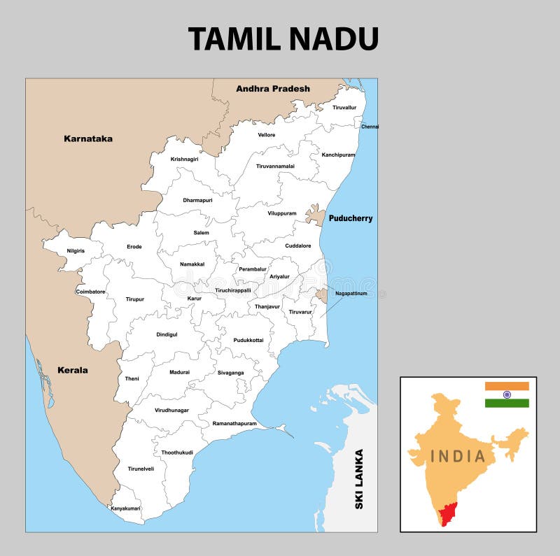 Tamilnadu District Map 2020 Tamil Nadu Map. District Ways Map Of Tamil Nadu With Name. Vector  Illustration Of Tamilnadu Geographical Map. New And Original Stock Vector -  Illustration Of Administrative, City: 181884592