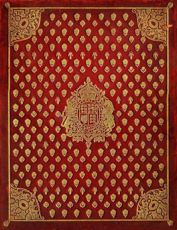 Tampa de livro de couro velha com símbolos reais ilustração royalty free Tampa de livro de couro velha com símbolos reais ilustração royalty free