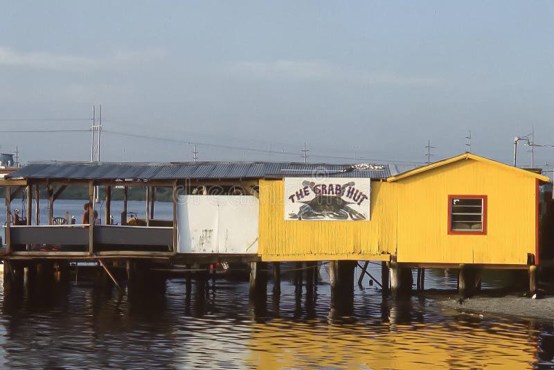 Tampa flcirca sierpień 1995 : restauracja kraba była znana ze świeżych, niebieskich krabów i ryb złowionych codziennie obrazy royalty free