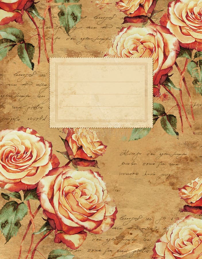 Vintage roses floral workbook cover. Vintage roses floral workbook cover