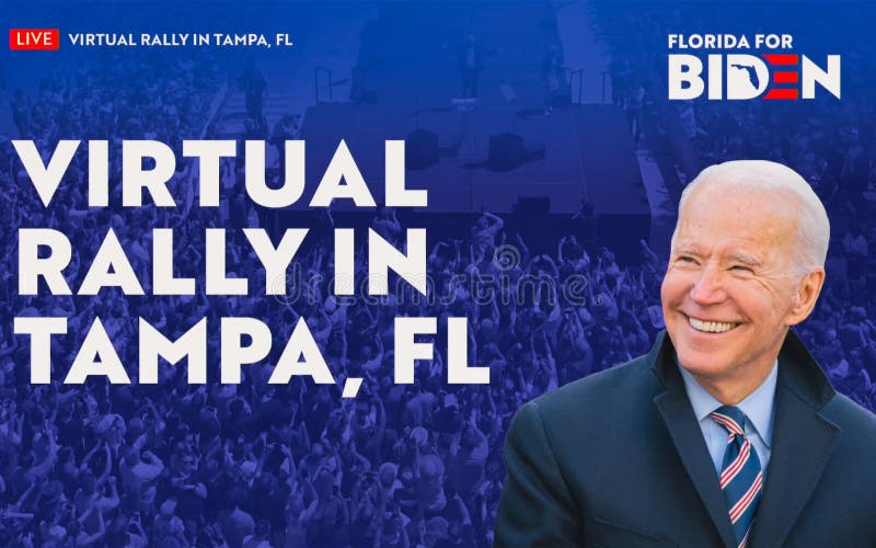 Tampa, Florida/USA - May 07, 2020: Joe Biden First Virtual US President Rally in Tampa, Florida. Florida for Joe Biden, US Democratic Party.