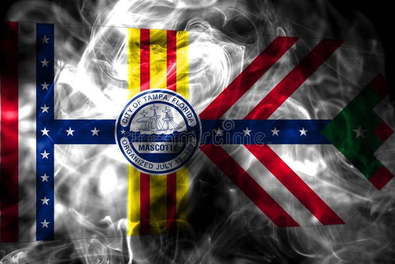 Tampa miasta dymu flaga, Floryda stan, Stany Zjednoczone Ameryka ilustracja wektor Tampa miasta dymu flaga, Floryda stan, Stany Zjednoczone Ameryka ilustracja wektor