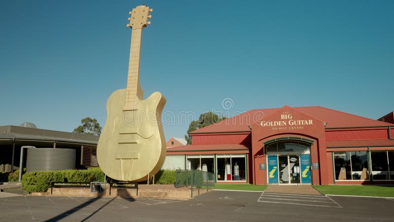 TAMWORTH, AUSTRALIA - APRIL, 27, 2021: morning shot of the golden guitar at tamworth