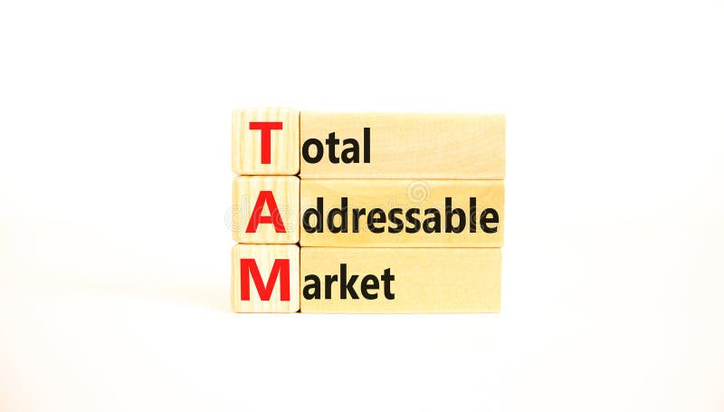 TAM total addressable market symbol. Concept words TAM total addressable market on wooden blocks on a beautiful white table white background. Business TAM total addressable market concept. Copy space. TAM total addressable market symbol. Concept words TAM total addressable market on wooden blocks on a beautiful white table white background. Business TAM total addressable market concept. Copy space