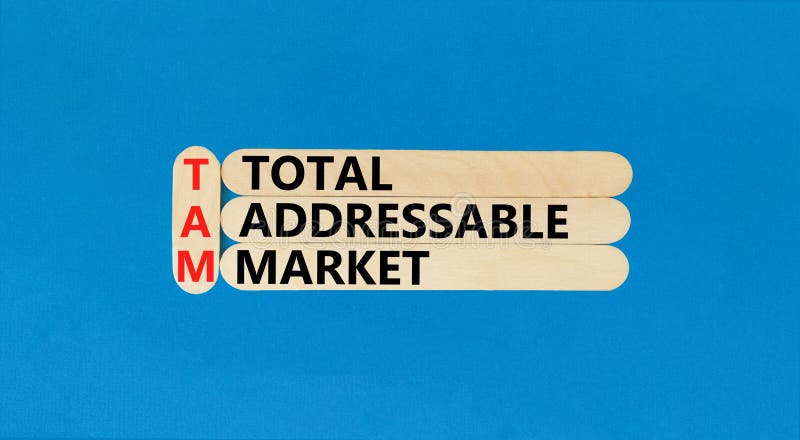 TAM total addressable market symbol. Concept words TAM total addressable market on wooden sticks on beautiful blue table blue background. Business TAM total addressable market concept. Copy space. TAM total addressable market symbol. Concept words TAM total addressable market on wooden sticks on beautiful blue table blue background. Business TAM total addressable market concept. Copy space