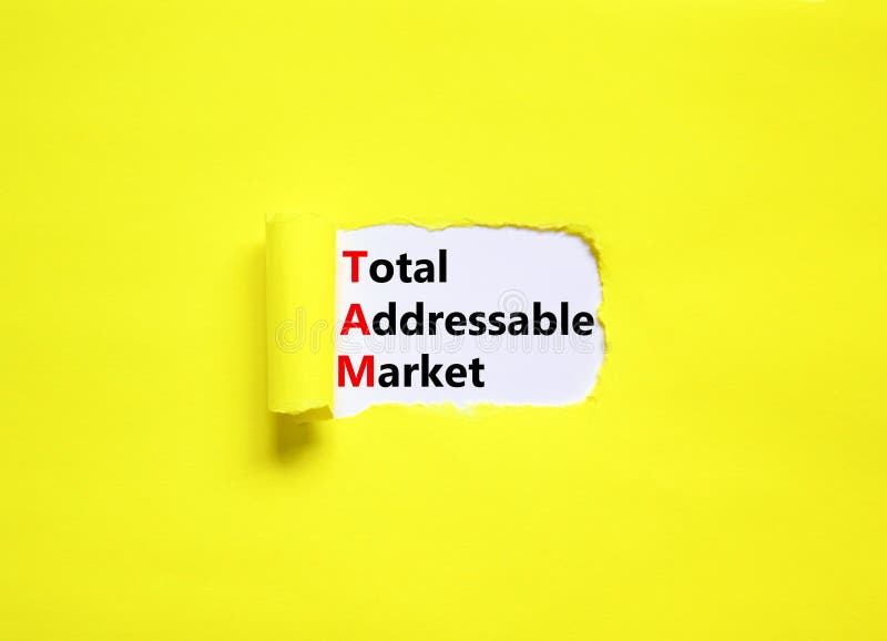 TAM total addressable market symbol. Concept words TAM total addressable market on white paper on a beautiful yellow background. Business TAM total addressable market concept. Copy space. TAM total addressable market symbol. Concept words TAM total addressable market on white paper on a beautiful yellow background. Business TAM total addressable market concept. Copy space