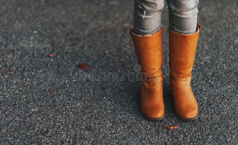 Tan tall leather boots