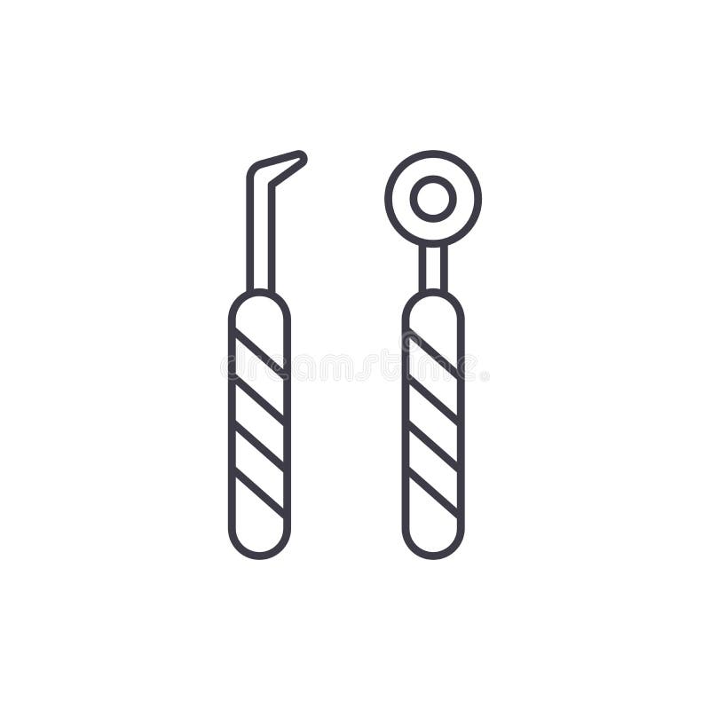 Tand het pictogramconcept van de instrumentenlijn Tandinstrumenten vector lineaire illustratie, symbool, teken vector illustratie Tand het pictogramconcept van de instrumentenlijn Tandinstrumenten vector lineaire illustratie, symbool, teken vector illustratie