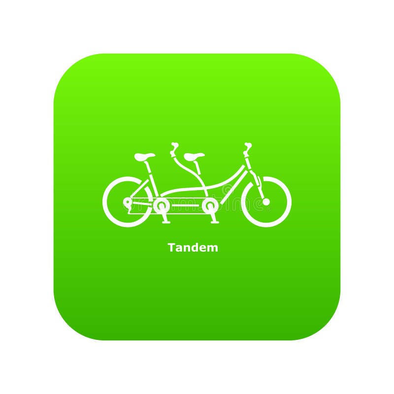 Tandem Bicycle Icon, Simple Style Stock Vector Illustration of green