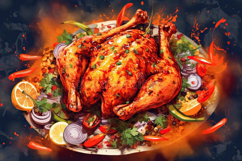 Tandoori Chicken Illustration - Made with Generative AI Tools Stock ...