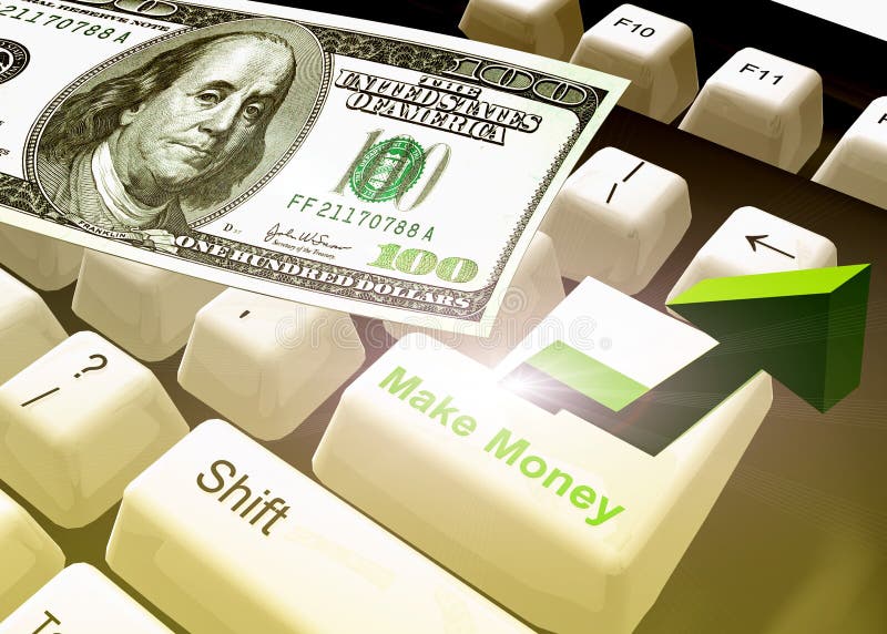 Tangentbordsymbol för att tjäna pengar royaltyfri illustrationer